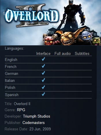 Overlord II Steam - Click Image to Close